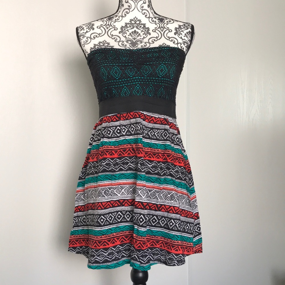 Strapless Tribal Design Dress